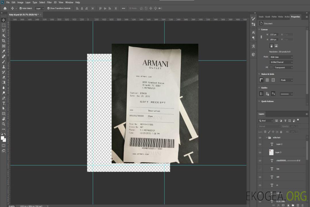 Reçu de paiement du point de vente Armani template